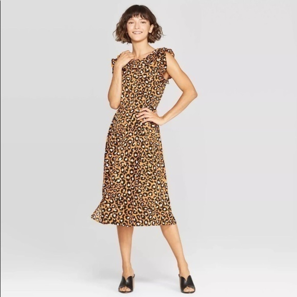 Leopard long maxi sleeveless dress